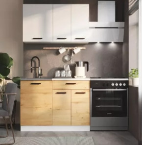 Кухня Хозяюшка 1,1 м ЛДСП (ЭРА) Белый/Дуб вотан в Тюмени - mebel-tymen.ru | фото