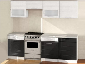 Кухня Кремона 2.4 м Белое дерево/Черный глянец/Антарес в Тюмени - mebel-tymen.ru | фото