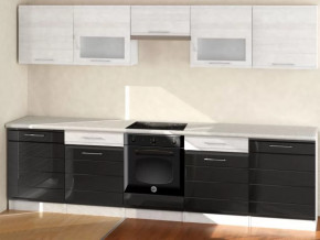 Кухня Кремона 3 м Белое дерево/Черный глянец/Антарес в Тюмени - mebel-tymen.ru | фото