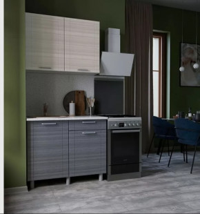 Кухня ЛИГА 1,0м (б/сушки, б/мойки 500), ЛДСП Белый/МДФ Сандал Белый/Сандал Серый Б/СТОЛЕШН в Тюмени - mebel-tymen.ru | фото