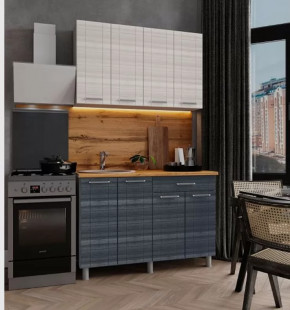 Кухня ЛИГА 1,2м (б/сушки, б/мойки 600), ЛДСП Белый/МДФ Сандал Белый/Сандал Серый Б/СТОЛЕШН НК в Тюмени - mebel-tymen.ru | фото