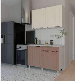 Кухня РИВЬЕРА 1,2м (б/сушки, б/мойки 600), ЛДСП Белый/МДФ Карбон Брюле/Карбон Латте Б/СТОЛЕШН в Тюмени - mebel-tymen.ru | фото