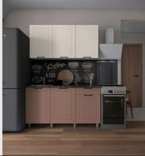 Кухня РИВЬЕРА 1,5м (б/сушки, б/мойки 500), ЛДСП Белый/МДФ Карбон Брюле/Карбон Латте Б/СТОЛЕШН в Тюмени - mebel-tymen.ru | фото