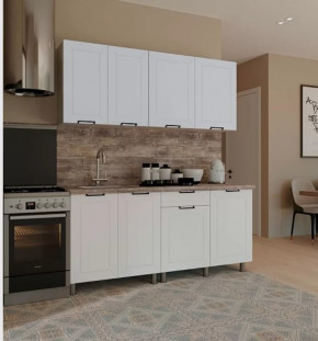 Кухня РИВЬЕРА 1,8м (б/сушки, б/мойки 800), ЛДСП Белый/МДФ Карбон Фарфор Б/СТОЛЕШН в Тюмени - mebel-tymen.ru | фото