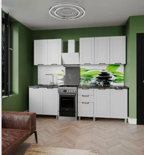 Кухня РИВЬЕРА 2,0м б/стекла (б/сушки, б/мойки 800), ЛДСП Белый/МДФ Карбон Фарфор Б/СТОЛЕШН в Тюмени - mebel-tymen.ru | фото