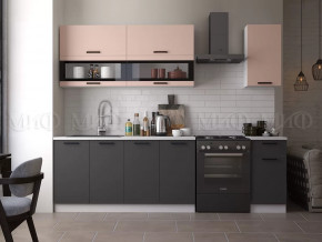 Кухня Техно 2,0м Компоновка №2 (Пудра софт/Графит софт) в Тюмени - mebel-tymen.ru | фото