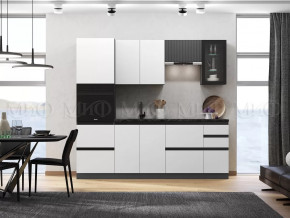 Кухня Техно-6 2,4м (Графит/Белый снег софт/Графит софт) в Тюмени - mebel-tymen.ru | фото