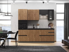 Кухня Техно-6 2,4м (Графит/Экзотическое дерево Амазония/Графит софт) в Тюмени - mebel-tymen.ru | фото