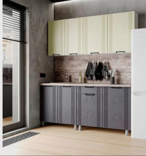 Кухня ВАНДТ 1,8м (б/сушки, б/мойки 800), ЛДСП Белый/МДФ Айвори/Лунный Кратер Б/СТОЛЕШН в Тюмени - mebel-tymen.ru | фото