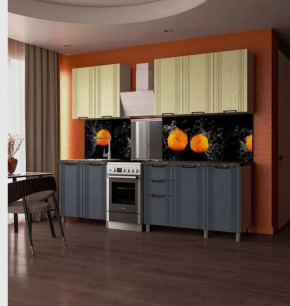 Кухня ВАНДТ 2.0м без стекла (б/сушки, б/мойки 800), ЛДСП Белый/МДФ Айвори/Лунный Кратер Б/СТОЛЕШН в Тюмени - mebel-tymen.ru | фото