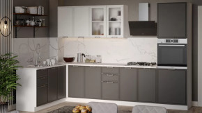 Кухонный гарнитур «Белладжио» №4 Белый, Фон белый, Софт графит в Тюмени - mebel-tymen.ru | фото