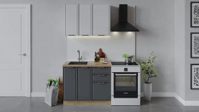 Кухонный гарнитур «Белладжио» длиной 100 см Дуб Крафт золотой, Фон белый, Софт графит в Тюмени - mebel-tymen.ru | фото