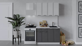 Кухонный гарнитур «Белладжио» длиной 120 см Белый, Фон белый, Софт графит в Тюмени - mebel-tymen.ru | фото