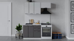 Кухонный гарнитур «Белладжио» длиной 160 см Белый, Фон белый, Софт графит в Тюмени - mebel-tymen.ru | фото