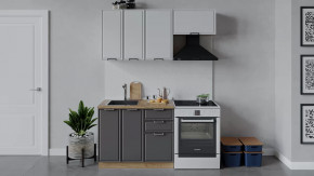 Кухонный гарнитур «Белладжио» длиной 160 см Дуб Крафт золотой, Фон белый, Софт графит в Тюмени - mebel-tymen.ru | фото