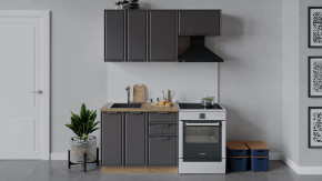 Кухонный гарнитур «Белладжио» длиной 160 см Дуб Крафт золотой, Софт графит в Тюмени - mebel-tymen.ru | фото