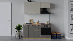 Кухонный гарнитур «Белладжио» длиной 160 см со шкафом НБ Дуб Крафт золотой, Софт панакота, Софт капучино в Тюмени - mebel-tymen.ru | фото