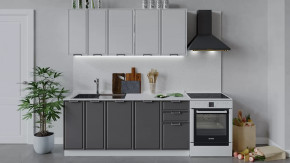 Кухонный гарнитур «Белладжио» длиной 180 см Белый, Фон белый, Софт графит в Тюмени - mebel-tymen.ru | фото