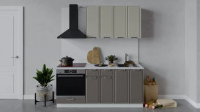 Кухонный гарнитур «Белладжио» длиной 180 см со шкафом НБ Белый, Софт панакота, Софт капучино в Тюмени - mebel-tymen.ru | фото