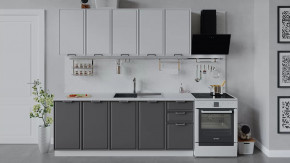 Кухонный гарнитур «Белладжио» длиной 200 см Белый, Фон белый, Софт графит в Тюмени - mebel-tymen.ru | фото