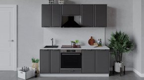 Кухонный гарнитур «Белладжио» длиной 200 см со шкафом НБ Белый, Софт графит в Тюмени - mebel-tymen.ru | фото