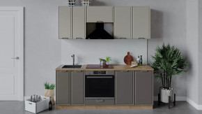 Кухонный гарнитур «Белладжио» длиной 200 см со шкафом НБ Дуб Крафт золотой, Софт панакота, Софт капучино в Тюмени - mebel-tymen.ru | фото