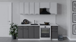 Кухонный гарнитур «Белладжио» длиной 220 см Белый, Фон белый, Софт графит в Тюмени - mebel-tymen.ru | фото