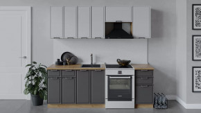 Кухонный гарнитур «Белладжио» длиной 220 см Дуб Крафт золотой, Фон белый, Софт графит в Тюмени - mebel-tymen.ru | фото