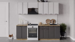 Кухонный гарнитур «Белладжио» длиной 240 см Дуб Крафт золотой, Фон белый, Софт графит в Тюмени - mebel-tymen.ru | фото