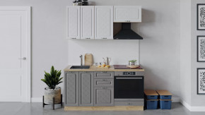 Кухонный гарнитур «Бьянка» длиной 160 см со шкафом НБ Дуб крафт золотой/Дуб белый/Дуб серый в Тюмени - mebel-tymen.ru | фото