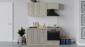 Кухонный гарнитур «Бьянка» длиной 160 см со шкафом НБ Дуб крафт золотой/Дуб ваниль/Дуб кофе в Тюмени - mebel-tymen.ru | фото