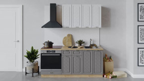 Кухонный гарнитур «Бьянка» длиной 180 см со шкафом НБ Дуб крафт золотой/Дуб белый/Дуб серый в Тюмени - mebel-tymen.ru | фото