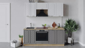 Кухонный гарнитур «Бьянка» длиной 200 см со шкафом НБ Дуб крафт золотой/Дуб белый/Дуб серый в Тюмени - mebel-tymen.ru | фото