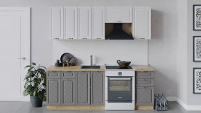 Кухонный гарнитур «Бьянка» длиной 220 см Дуб крафт золотой/Дуб белый/Дуб серый в Тюмени - mebel-tymen.ru | фото