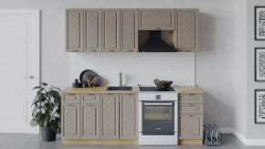 Кухонный гарнитур «Бьянка» длиной 220 см Дуб крафт золотой/Дуб кофе в Тюмени - mebel-tymen.ru | фото