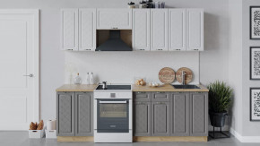 Кухонный гарнитур «Бьянка» длиной 240 см Дуб крафт золотой/Дуб белый/Дуб серый в Тюмени - mebel-tymen.ru | фото