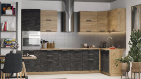Кухонный гарнитур «Детройт» №6 Дуб крафт золотой/Дуб Крафт золотой/Угольный камень в Тюмени - mebel-tymen.ru | фото