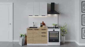 Кухонный гарнитур «Детройт» длиной 100 см Белый/Белый глянец/Дуб крафт золотой в Тюмени - mebel-tymen.ru | фото