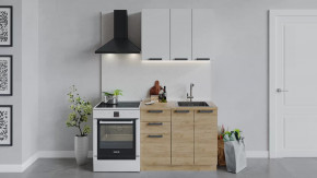 Кухонный гарнитур «Детройт» длиной 100 см Дуб крафт золотой/Белый глянец/Дуб крафт золотой в Тюмени - mebel-tymen.ru | фото