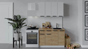 Кухонный гарнитур «Детройт» длиной 120 см Белый/Белый глянец/Дуб крафт золотой в Тюмени - mebel-tymen.ru | фото