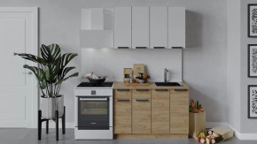 Кухонный гарнитур «Детройт» длиной 120 см Дуб крафт золотой/Белый глянец/Дуб крафт золотой в Тюмени - mebel-tymen.ru | фото