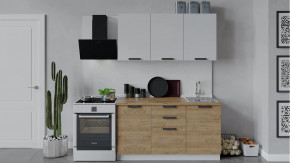 Кухонный гарнитур «Детройт» длиной 150 см Белый/Белый глянец/Дуб крафт золотой в Тюмени - mebel-tymen.ru | фото