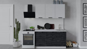 Кухонный гарнитур «Детройт» длиной 150 см Белый/Белый глянец/Угольный камень в Тюмени - mebel-tymen.ru | фото