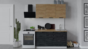 Кухонный гарнитур «Детройт» длиной 150 см Белый/Дуб Крафт золотой/Угольный камень в Тюмени - mebel-tymen.ru | фото