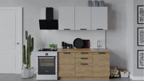 Кухонный гарнитур «Детройт» длиной 150 см Дуб крафт золотой/Белый глянец/Дуб крафт золотой в Тюмени - mebel-tymen.ru | фото