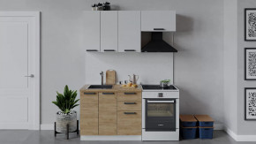 Кухонный гарнитур «Детройт» длиной 160 см Белый/Белый глянец/Дуб крафт золотой в Тюмени - mebel-tymen.ru | фото