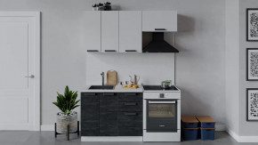 Кухонный гарнитур «Детройт» длиной 160 см Белый/Белый глянец/Угольный камень в Тюмени - mebel-tymen.ru | фото