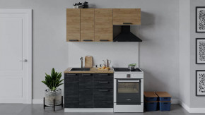 Кухонный гарнитур «Детройт» длиной 160 см Белый/Дуб Крафт золотой/Угольный камень в Тюмени - mebel-tymen.ru | фото