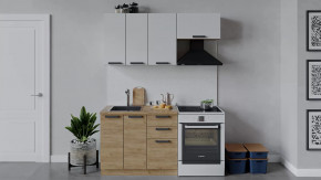 Кухонный гарнитур «Детройт» длиной 160 см Дуб крафт золотой/Белый глянец/Дуб крафт золотой в Тюмени - mebel-tymen.ru | фото