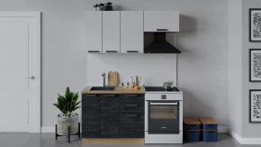 Кухонный гарнитур «Детройт» длиной 160 см Дуб крафт золотой/Белый глянец/Угольный камень в Тюмени - mebel-tymen.ru | фото